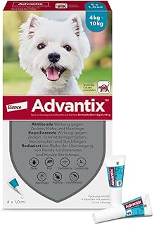 Advantix Spot On Hund 4-10 kg, 4 Monate Zeckenschutz & Flohschutz, wehrt Mücken & Stechfliegen a…