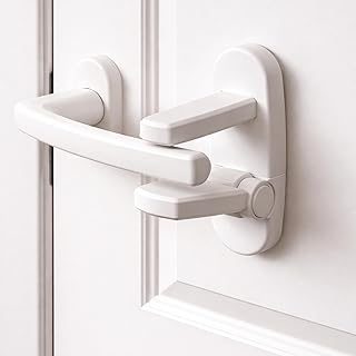 Türdrückerschloss zum Kleben, für Kinder und Haustiere, 2 Stück, mit 2-Druck-Knopf-System, Ki…