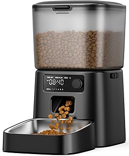 oneisall 3.5L Futterautomat Katze | Katzenfutter Automat mit Programmierbarem Timer, 1-6 Mahlzeit…
