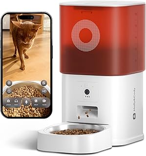 Futterautomat Katze mit Kamera 6L, Automatischer Katzen Futterautomat für Katzen und Hunde, App-…
