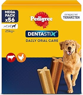 Pedigree DentaStix Hundesnack für große Hunde (25kg+), Zahnpflege-Snack mit Huhn und Rind, 1 Pa…
