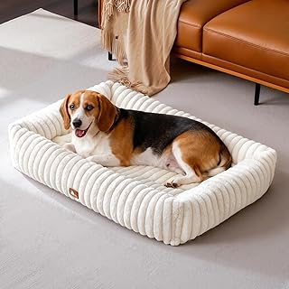 Upvilla Luxusweicher Hundekorb, Super Weiches hundebett Grosse Hunde, 4-seitiges Nackenkissen, Ab…
