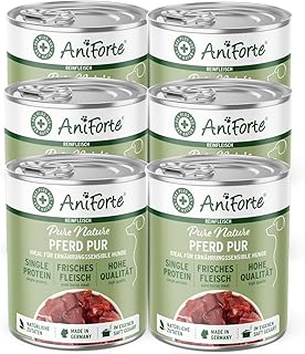 AniForte Barf Hundefutter Nass Pferd Pur 6 x 400g – Fleisch Pur, Barffleisch für Hunde, Barffu…
