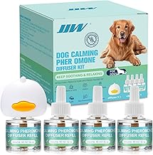 JJW Hund Beruhigendes Pheromon Diffusor Set – 1 Diffusor + 4×48ml Nachfüller | Reduziert Angst,…