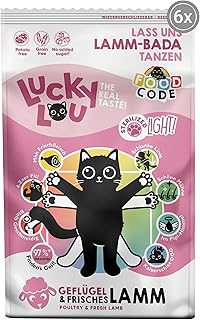 Lucky Lou Adult Trockenfutter Light für Katzen – 6 x 750g Geflügel & Lamm – Food Code Katzenfut…