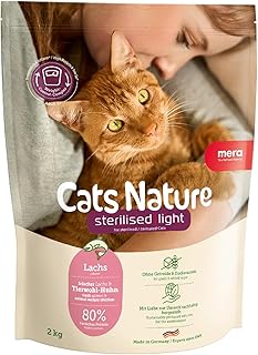 MERA Cats Nature Sterilised/Light Lachs Katzenfutter Trocken 2kg für sterilisierte/kastrierte Ka…