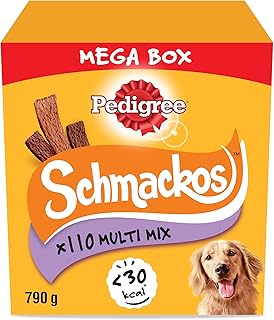 Pedigree Schmackos Multi Mix Streifen Hundesnacks Rind Geflügel & Lamm Geschmack 5 x 22 Stück