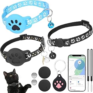 Katze GPS Tracker Hund Kompatibel mit Apple iOS ＆ Android Google Find My, Katzen Halsband Track…
