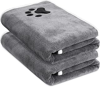 2er Set Hunde Handtuch extra saugfähig, Hundehandtücher aus Mikrofaser, Weich, Langlebig und Sc…