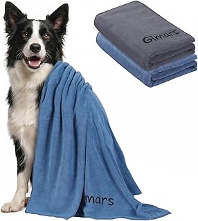 Gimars 2er Set Hundehandtuch Mikrofaser, extra saugfähig und schnell trocknend, weiches Hundetuc…