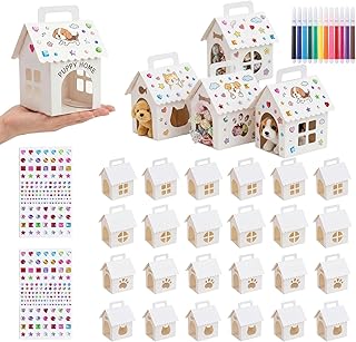 24 Stück Papphaus zum Bemalen, Adoptiere einen Hund Party Partygeschenke | DIY Bastelset Basteln…