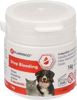 Flamingo Blutstillpulver für Hunde, Katzen & Kleintiere – stelpt Blutungen innerhalb von 5 Sek…