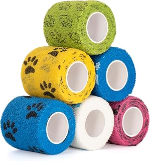 6 Rollen Selbsthaftende Bandage Hund Vet Wrap Pet Selbstklebender Verband 5cm x4,5 m Cohesive Ban…