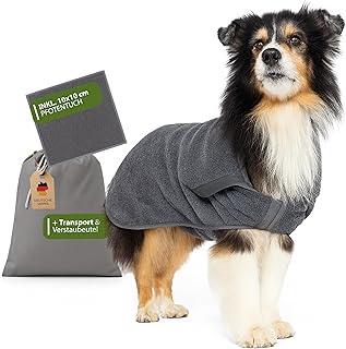 Kamboh® – Premium Hundebademantel inkl. Pfoten-Handtuch 100% Frottee-Baumwolle (Gr. XXS kleine H…