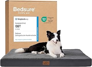 BEDSURE Orthopädisches Hundebett Große Hunde waschbar, 112x81cm dunkelgrau | Egg-Crate Schaumst…
