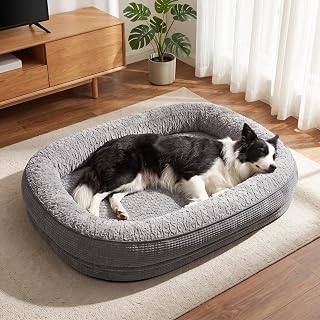 Pawk Orthopädisches Hundebett Mittelgroße Hunde, 89x63cm Vierseitiges Nackenrolle Hundebett Ort…