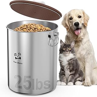 25 lb Edelstahl-Futterbehälter mit luftdichtem Deckel für Haustiere | Metallbehälter zur Aufbe…