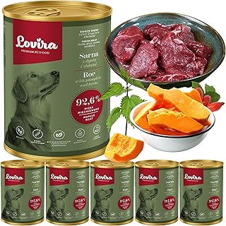 Lovira – Hundefutter Nass – Nassfutter für Hunde – mit 92,6% Fleisch, Getreidefrei – REH – mit K…