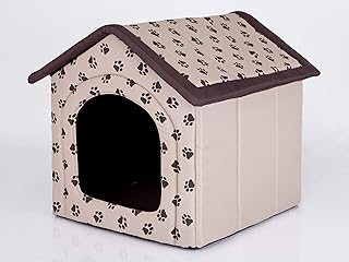 Pillowprim Hundehütte Hundehöhle Hundebett Hundehaus Katzenhöhle mittle M – 44×38 cm beige mit…