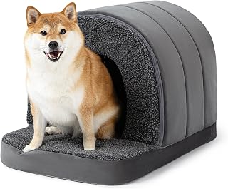 PELZIN Orthopädisches Hundehöhle – Hundehaus für Drinnen – Hundehütte Indoor rutschfest – Was…