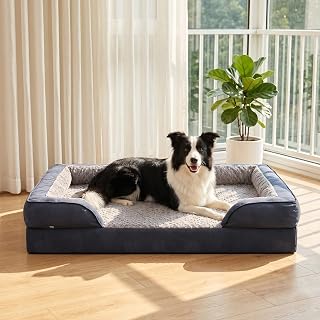 JOEJOY Orthopädisches Hundebett Mittelgroße Hunde,89x64x17cm, Memory Foam Hundekorb Waschbar un…