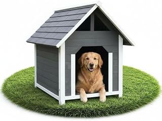 Mucola Hundehütte Hundehaus XXL wetterfest 75x115x95 cm Holz Blockhaus | für mittelgroße Hunde…