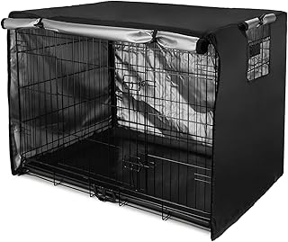 Hundekäfig Abdeckung für Drahtkäfige 94x61x63.5cm Schwarz | Hundebox Abdeckungen Winddicht Lan…