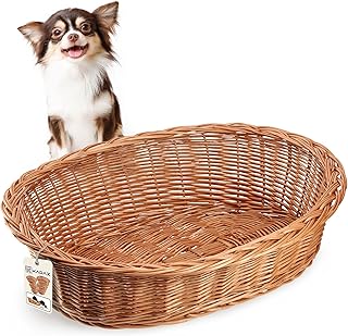 KADAX Hunde und Katzenliege aus Weide, Haustierbett in Naturfarbe, Hundebett, Katzenkorb, Liegest…