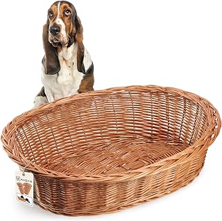 KADAX Hunde und Katzenliege aus Weide, Haustierbett in Naturfarbe, Hundebett, Katzenkorb, Liegest…