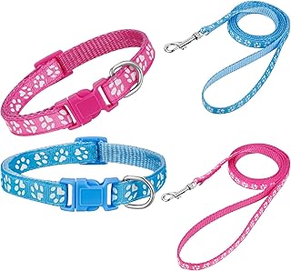 tonyg-p 2 Stück Welpenhalsbänder mit Leine Set, Hundehalsband und Leine | Verstellbares Hundeha…