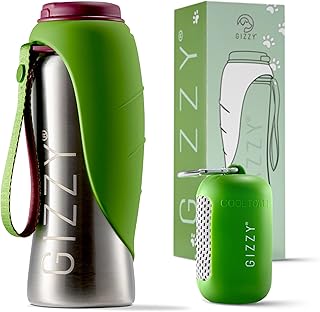 GIZZY® Trinkflasche Hunde für unterwegs – auslaufsicher & robust aus Edelstahl, in 2 Größen i…