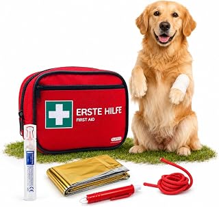 Erste-Hilfe-Set für Hund und Katze, 24-teilig mit Erste-Hilfe-Anleitung für den Notfall, Reisea…
