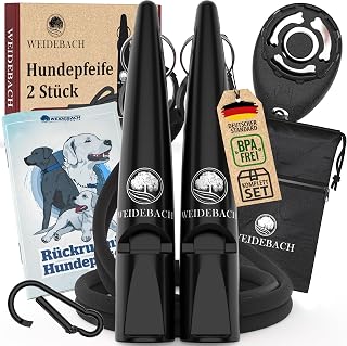 Weidebach® 2X verbesserte Hundepfeife, Stabiler & lauter Ton, inkl. Clicker | inkl. Clicker, Lec…