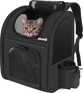 pecute Haustier Rucksack mit Netzfenster, Tragbare und Faltbare Katzentasche, Atmungsaktive und L…