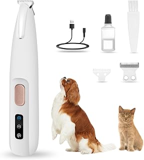 PawTrim Pro, Superleise/Wiederaufladbarer Pfotentrimmer, für Haustiere mit LED-Licht, Wasserdich…
