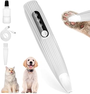 Leise Hundeschermaschine, Pfotentrimmer mit LED-Licht, | USB Wiederaufladbar Wasserdicht Pfoten R…
