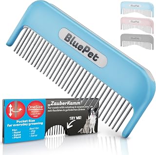 BluePet Hundekamm & Katzenkamm, Kamm gegen Knoten bei Langhaar Hund & Katze | BluePet Zauberkamm:…