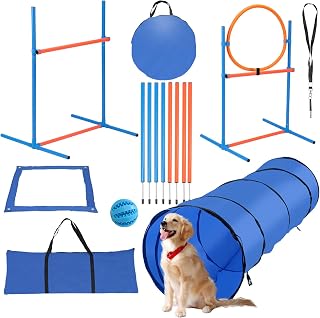 Agility Set Hunde, 5-teiliges Set Agility-Ausrüstung für Hunde, Slalom, Agility Hürde, Sprungr…