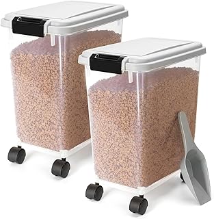 Nobleza – 2 Stück Futterbehälter für Haustiere, 20 L, für Haustiere, Lebensmittelbox mit Räd…