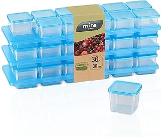 MiraHome Gefrierdosen Set 36×0,03L inkl. 3 Halterungen Durchsichtig Blau – Perfekt in der Küch…