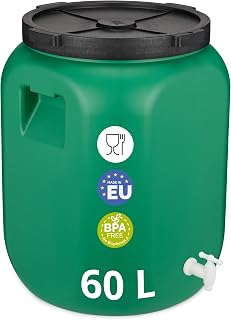 Garronda 60 L mit Hahn Quadratisch Weithalsfass Futtertonne Grün GD-0142 | BPA-frei, ohne Dichtu…