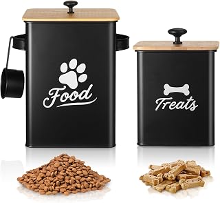 Hundeleckerli-Behälter 2er-Set, Hundefutter-Aufbewahrungsbehälter mit luftdichten Deckeln, Meta…