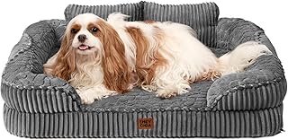 EHEYCIGA Orthopädisches Hundebett Mittelgroße Hunde, 91x68cm, Grau | Memory Foam Waschbar Hunde…