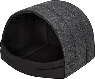 PillowPrim Hundehütte Hundehöhle Hundebett Hundehaus Katzenhöhle Schlafplatz L – 55×43 cm Schwarz