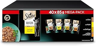 SHEBA Adult Katzenfutter nass – 40x85g Portionsbeutel – Geflügel Variation in Sauce – Nassfutter…