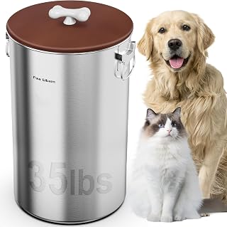 Edelstahl-Aufbewahrungsbehälter für Hundefutter, 35 lb, luftdichtem Deckel | Metallbehälter zu…