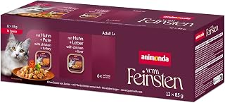 animonda Vom Feinsten Adult Geflügel Vielfalt in Sauce Mixpack (12 x 85 g) | Nassfutter für aus…