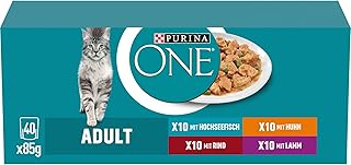 PURINA ONE Adult Katzenfutter nass, Sorten-Mix, 40er Pack (40 x 85g)