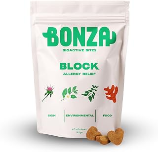 Bonza Bioactive Bites for Dogs – Allergy & Skin Support – Itchy Skin Relief Chew with Botanic…
