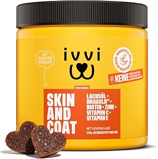 ivvi Skin & Coat Omega 3 für Hunde gegen Juckreiz im Leckerliformat, für gesunde Haut & glänze…